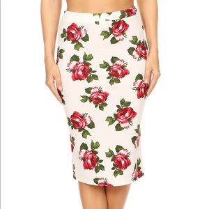 Floral prinred high waisted Skirt S-L
